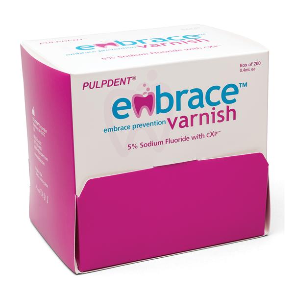 Pulpdent FV200 Embrace Dental Varnish Fluoride Bubblegum 0.4 mL Bulk Pack 200/Pk Pulpdent FV200 Embrace Dental Varnish Fluoride Bubblegum 0.4 mL Bulk Pack 200/Pk